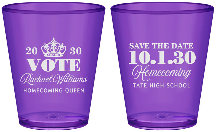 Custom Homecoming Plastic Shot Glasses - Hoco Queen Vote | 330020