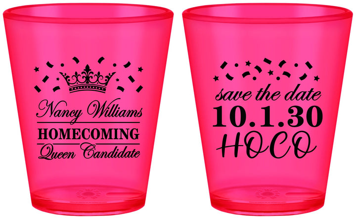Custom Homecoming Plastic Shot Glasses - Hoco Queen Vote | 330024
