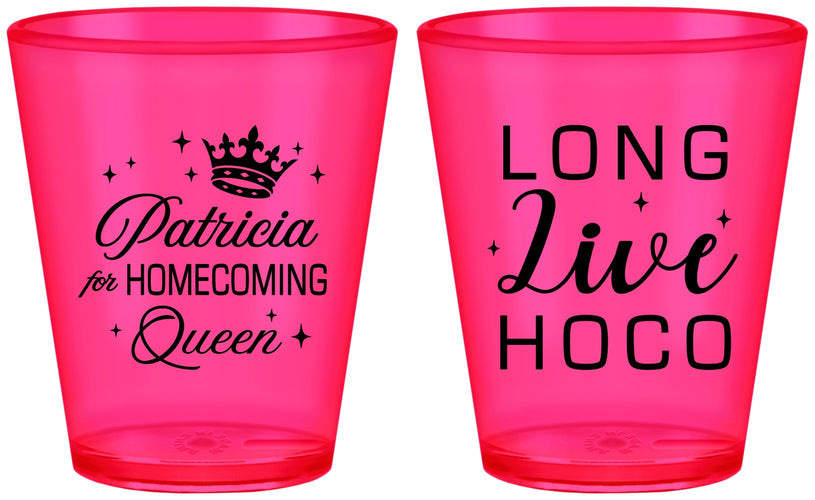 Custom Homecoming Plastic Shot Glasses - Hoco Queen Vote | 330026