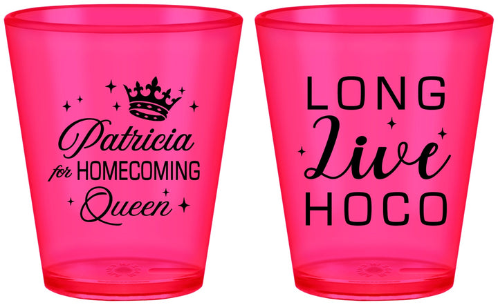 Custom Homecoming Plastic Shot Glasses - Hoco Queen Vote | 330026