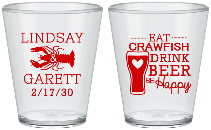Custom Wedding Plastic Shot Glasses - Crawfish Boil | 333