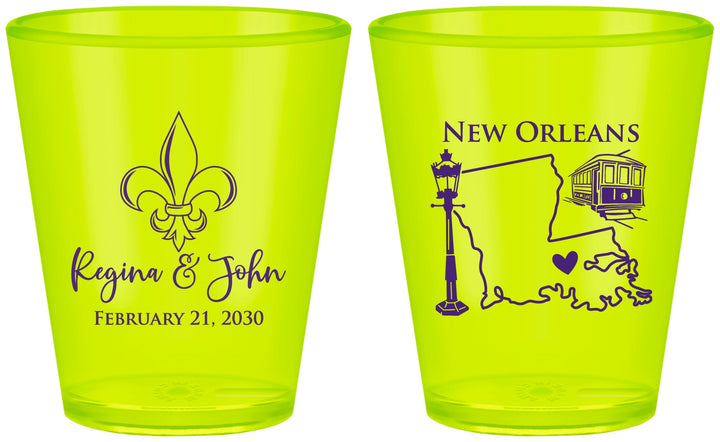 Custom Wedding Plastic Shot Glasses - New Orleans | 334