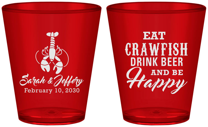 Custom Wedding Plastic Shot Glasses - Crawfish Boil | 335