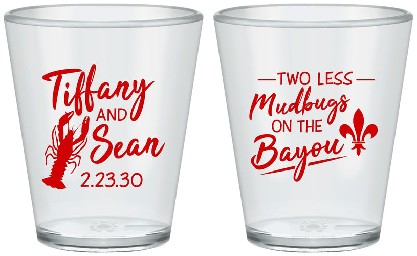 Custom Wedding Plastic Shot Glasses - Crawfish Boil Mudbugs | 336