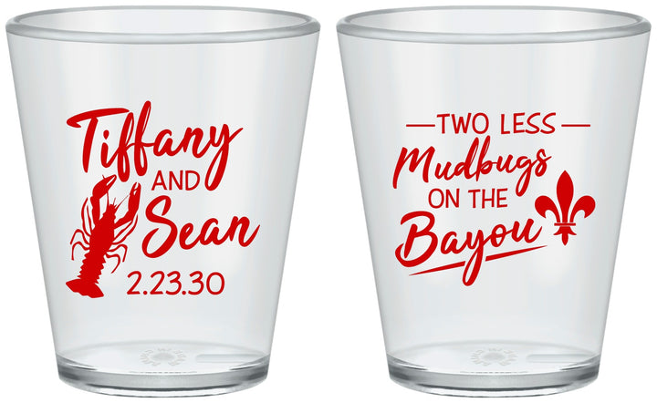 Custom Wedding Plastic Shot Glasses - Crawfish Boil Mudbugs | 336