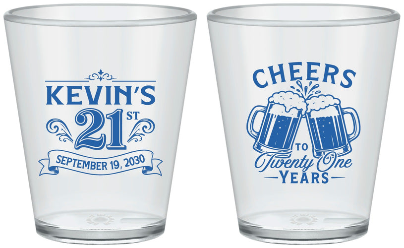 Custom 21st Birthday Plastic Shot Glasses - Cheers To Twenty One Years | 340000