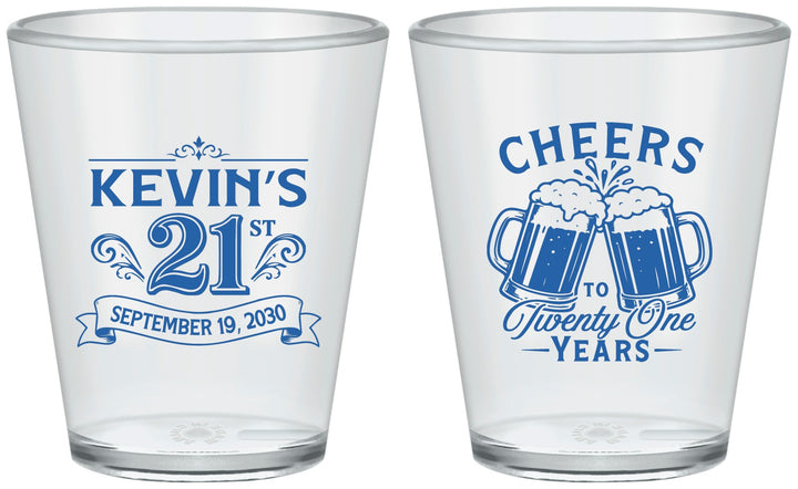 Custom 21st Birthday Plastic Shot Glasses - Cheers To Twenty One Years | 340000