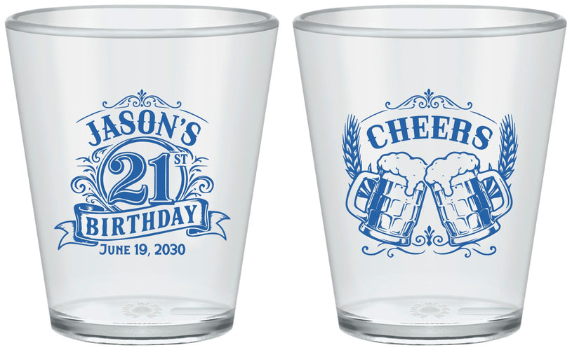 Custom 21st Birthday Plastic Shot Glasses - Cheers | 340001