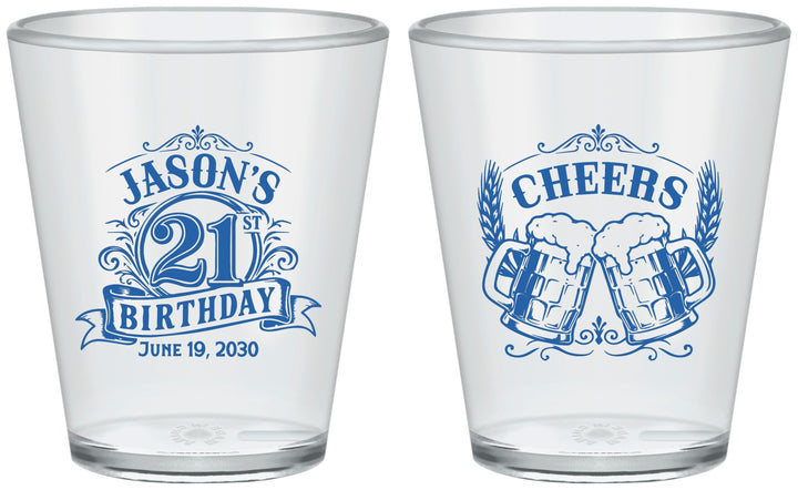 Custom 21st Birthday Plastic Shot Glasses - Cheers | 340001