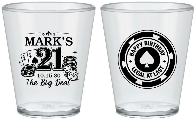 Custom 21st Birthday Plastic Shot Glasses - Legal At Last Vegas | 340004