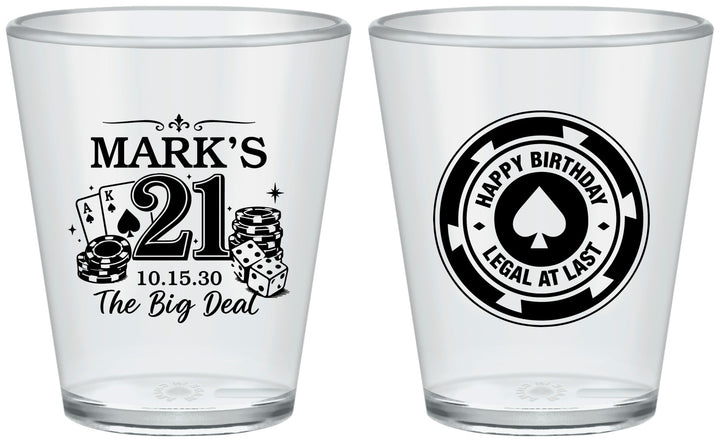 Custom 21st Birthday Plastic Shot Glasses - Legal At Last Vegas | 340004