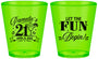 Custom 21st Birthday Plastic Shot Glasses - Let The Fun Begin | 340009