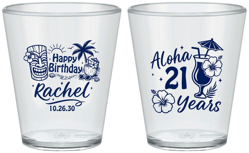 Custom 21st Birthday Plastic Shot Glasses - Aloha Hawaii | 340016