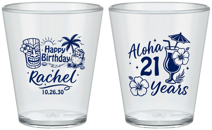 Custom 21st Birthday Plastic Shot Glasses - Aloha Hawaii | 340016