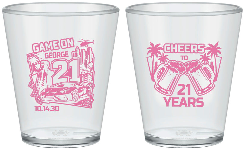 Custom 21st Birthday Plastic Shot Glasses - Video Game | 340024