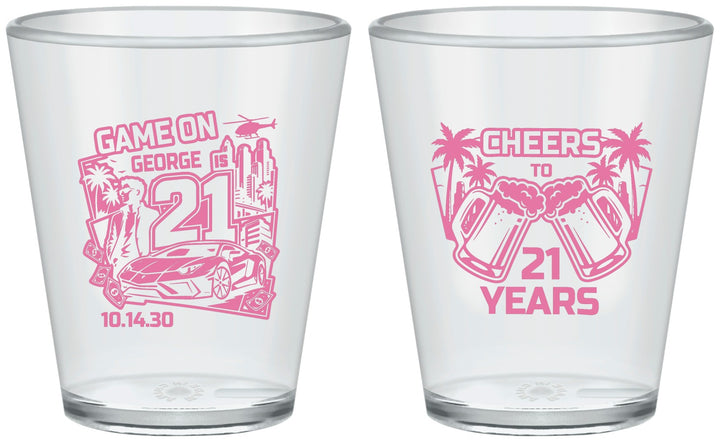 Custom 21st Birthday Plastic Shot Glasses - Video Game | 340024