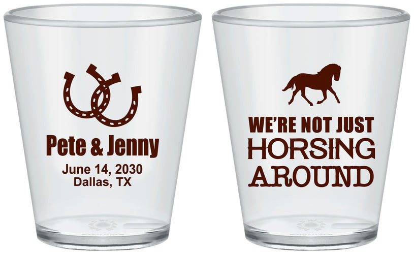 Custom Wedding Plastic Shot Glasses - Horseshoe | 341