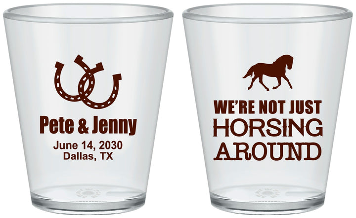 Custom Wedding Plastic Shot Glasses - Horseshoe | 341