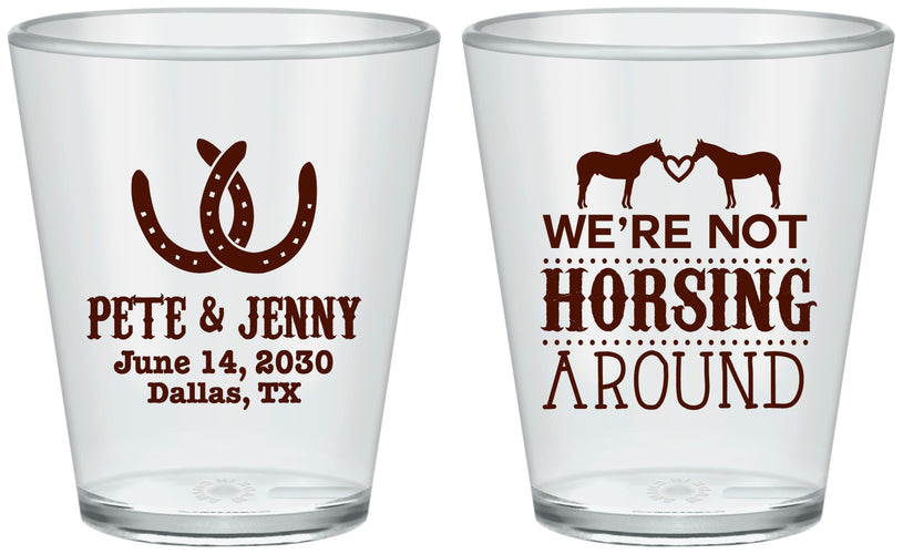 Custom Wedding Plastic Shot Glasses - Horseshoe | 342