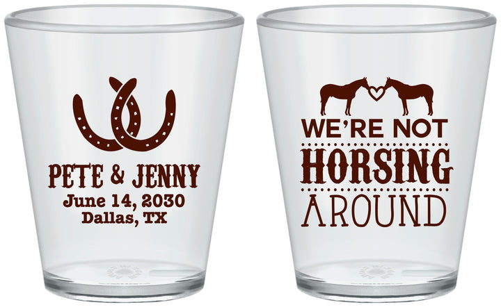Custom Wedding Plastic Shot Glasses - Horseshoe | 342