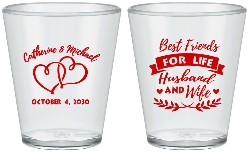 Custom Wedding Plastic Shot Glasses - Best Friends For Life | 349