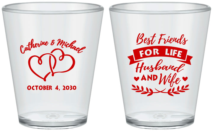 Custom Wedding Plastic Shot Glasses - Best Friends For Life | 349