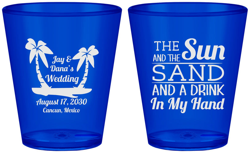 Custom Wedding Plastic Shot Glasses - Beach | 350