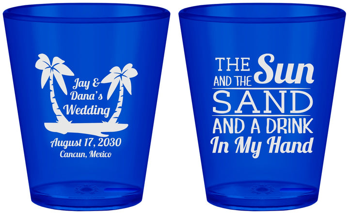 Custom Wedding Plastic Shot Glasses - Beach | 350