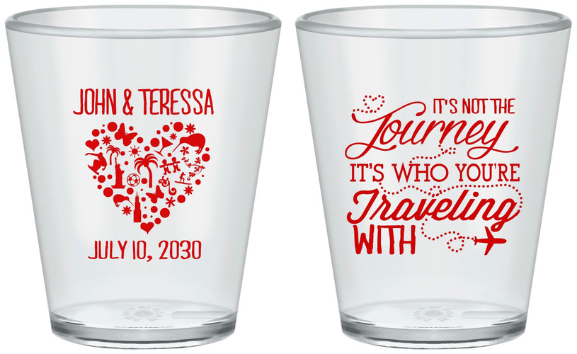Custom Wedding Plastic Shot Glasses - Journey Traveling With | 354