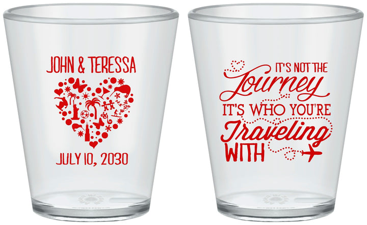 Custom Wedding Plastic Shot Glasses - Journey Traveling With | 354