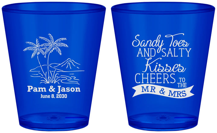 Custom Wedding Plastic Shot Glasses - Beach | 358
