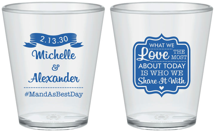 Custom Wedding Plastic Shot Glasses - Love Story | 359