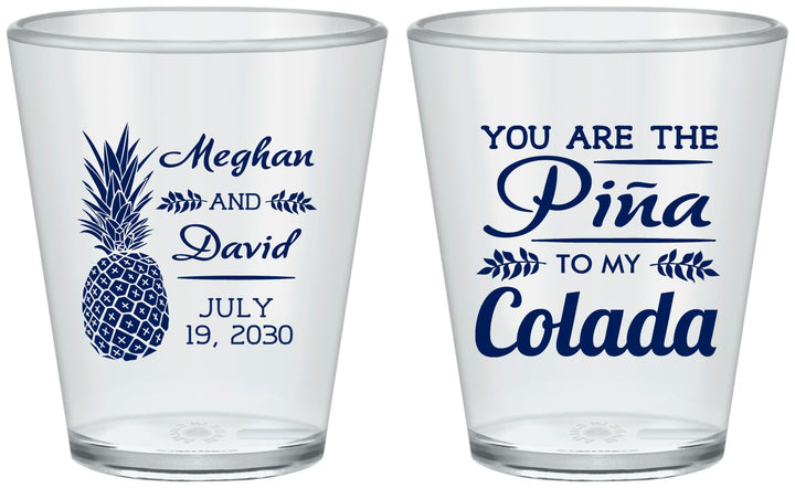 Custom Wedding Plastic Shot Glasses - Pina Colada | 364