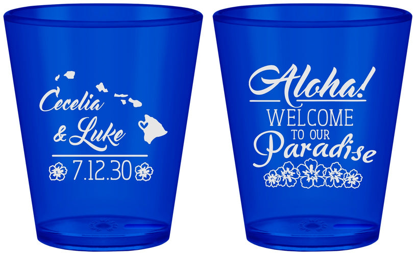 Custom Wedding Plastic Shot Glasses - Hawaii | 365