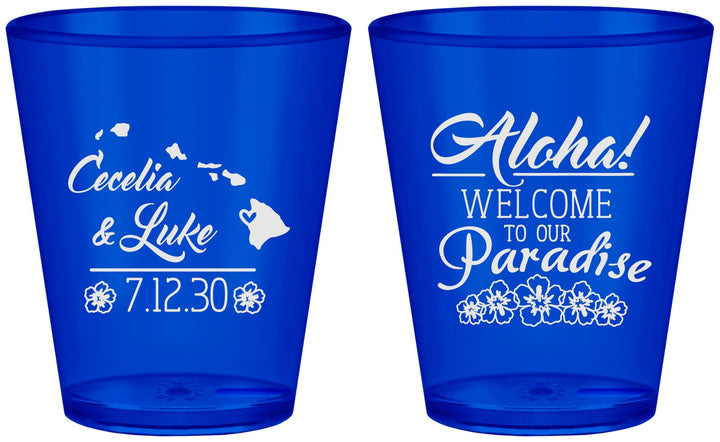 Custom Wedding Plastic Shot Glasses - Hawaii | 365