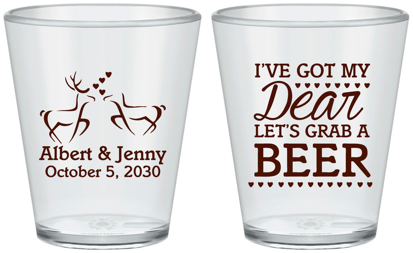 Custom Wedding Plastic Shot Glasses - Dear Beer | 372