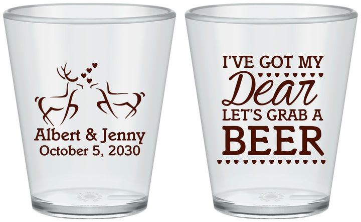 Custom Wedding Plastic Shot Glasses - Dear Beer | 372