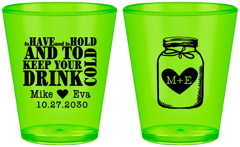 Custom Wedding Plastic Shot Glasses - Mason Jar | 373