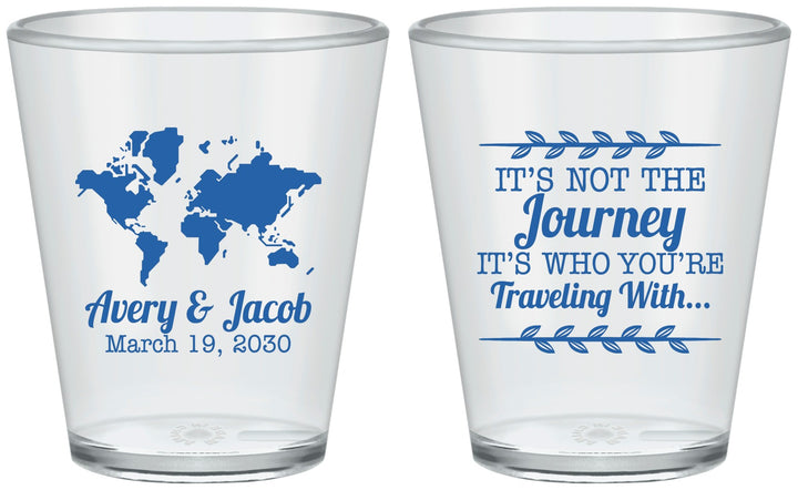 Custom Wedding Plastic Shot Glasses - Journey Traveling With | 374