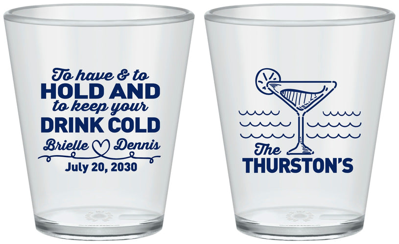 Custom Wedding Plastic Shot Glasses - To Have And To Hold | 375
