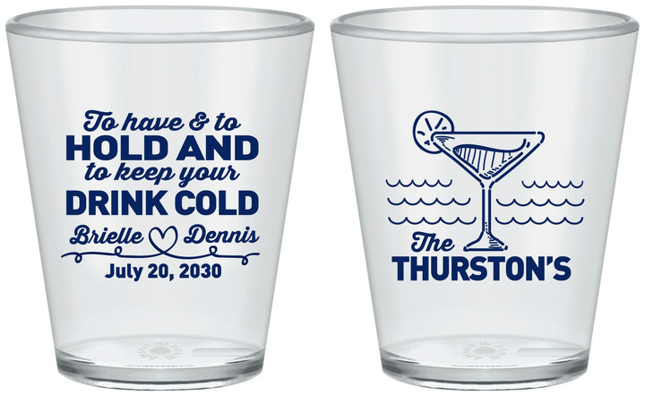 Custom Wedding Plastic Shot Glasses - To Have And To Hold | 375