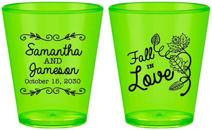 Custom Wedding Plastic Shot Glasses - Fall In Love | 377