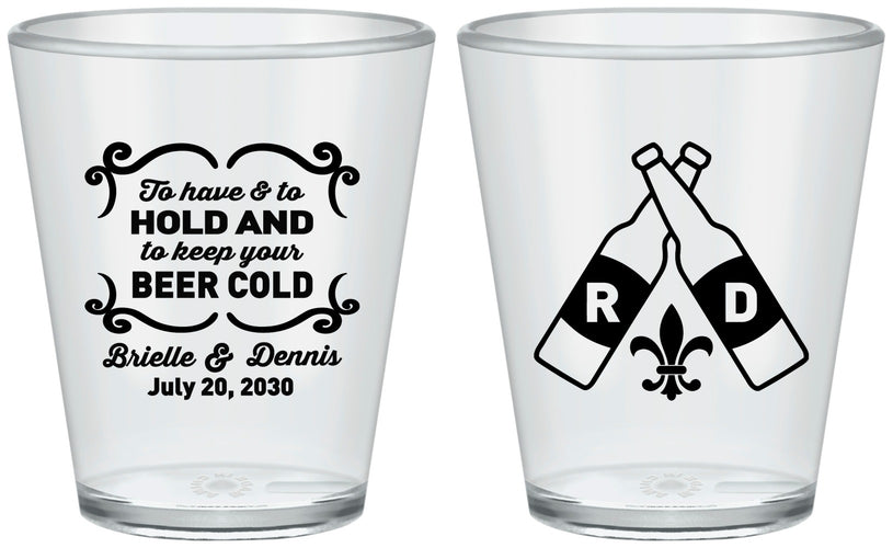 Custom Wedding Plastic Shot Glasses - Fleur De Lis | 378