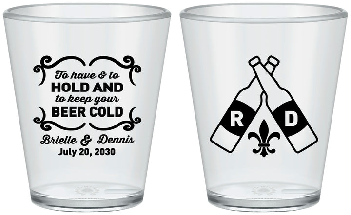 Custom Wedding Plastic Shot Glasses - Fleur De Lis | 378
