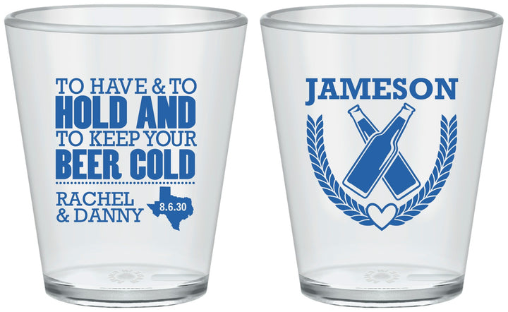 Custom Wedding Plastic Shot Glasses - To Have And To Hold | 379