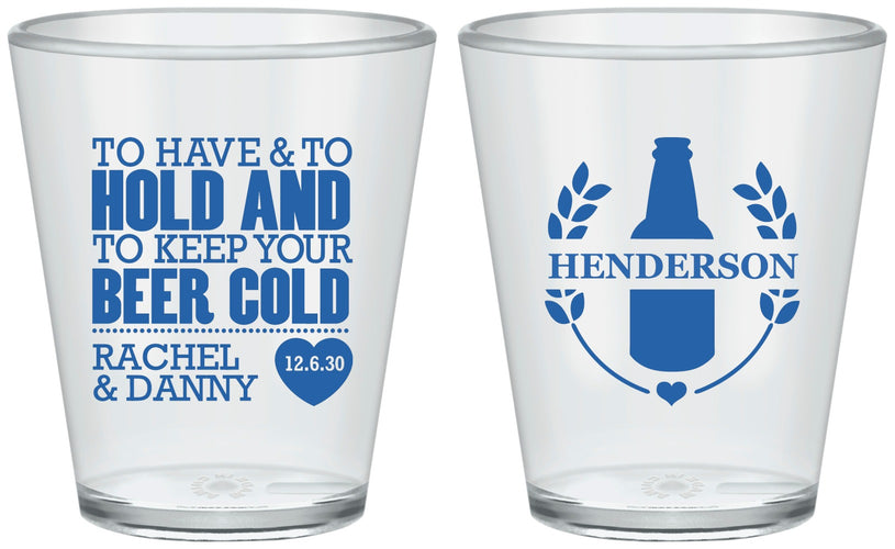 Custom Wedding Plastic Shot Glasses - To Have And To Hold | 384