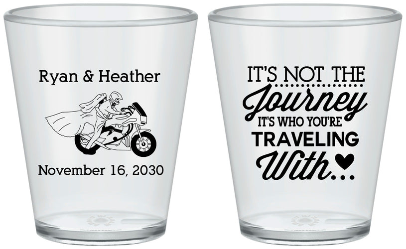 Custom Wedding Plastic Shot Glasses - Journey Traveling With | 385