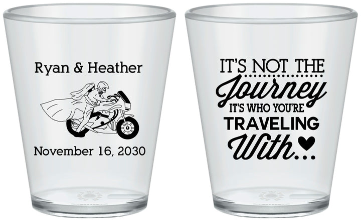 Custom Wedding Plastic Shot Glasses - Journey Traveling With | 385