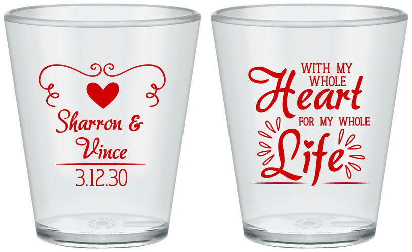 Custom Wedding Plastic Shot Glasses - Heart Life | 387