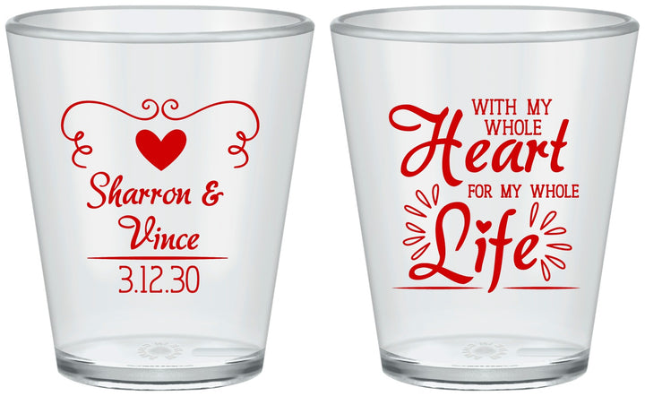 Custom Wedding Plastic Shot Glasses - Heart Life | 387